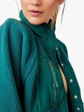 FP Free People Movement Hit The Slopes Cozycore Fleece Jacket In Green Glow LG